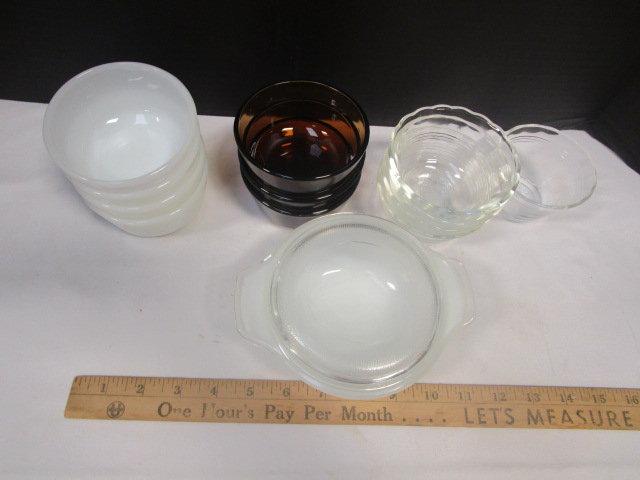 Pyrex and Anchor Hocking Custard Cups and Lidded Dish