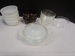Pyrex and Anchor Hocking Custard Cups and Lidded Dish