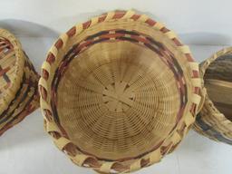 Three Hand Made Baskets-One is Signed