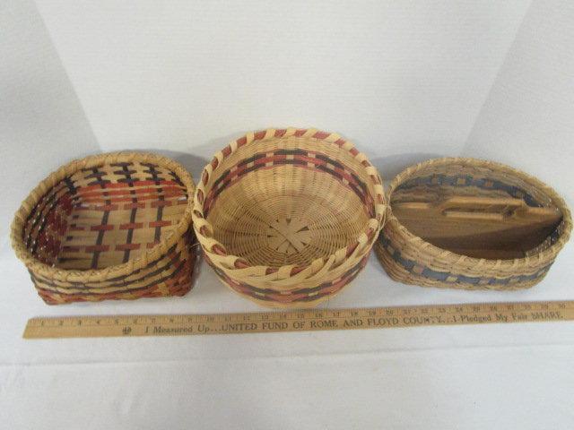 Three Hand Made Baskets-One is Signed