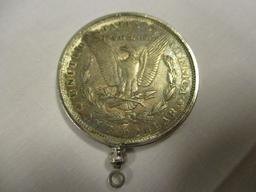 1878 Morgan Silver Dollar Set in Ring as Pendant