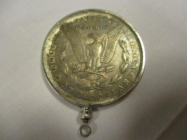 1878 Morgan Silver Dollar Set in Ring as Pendant