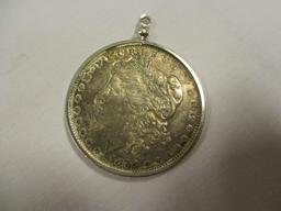 1878 Morgan Silver Dollar Set in Ring as Pendant