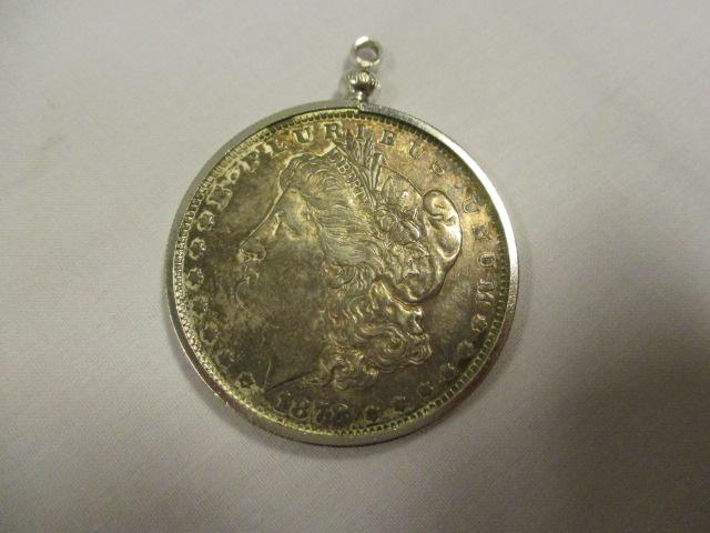 1878 Morgan Silver Dollar Set in Ring as Pendant