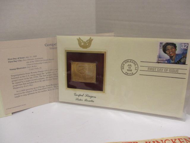Eclectic Articles of Interest-Gold Stamp Replica First Day of Issue, Patches,