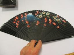 Oriental Figurines, Hand Fan, Vases and Trinket Boxes