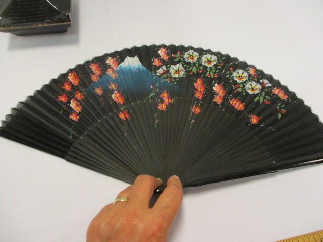 Oriental Figurines, Hand Fan, Vases and Trinket Boxes