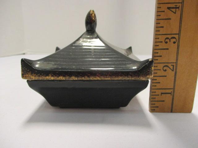 Oriental Figurines, Hand Fan, Vases and Trinket Boxes
