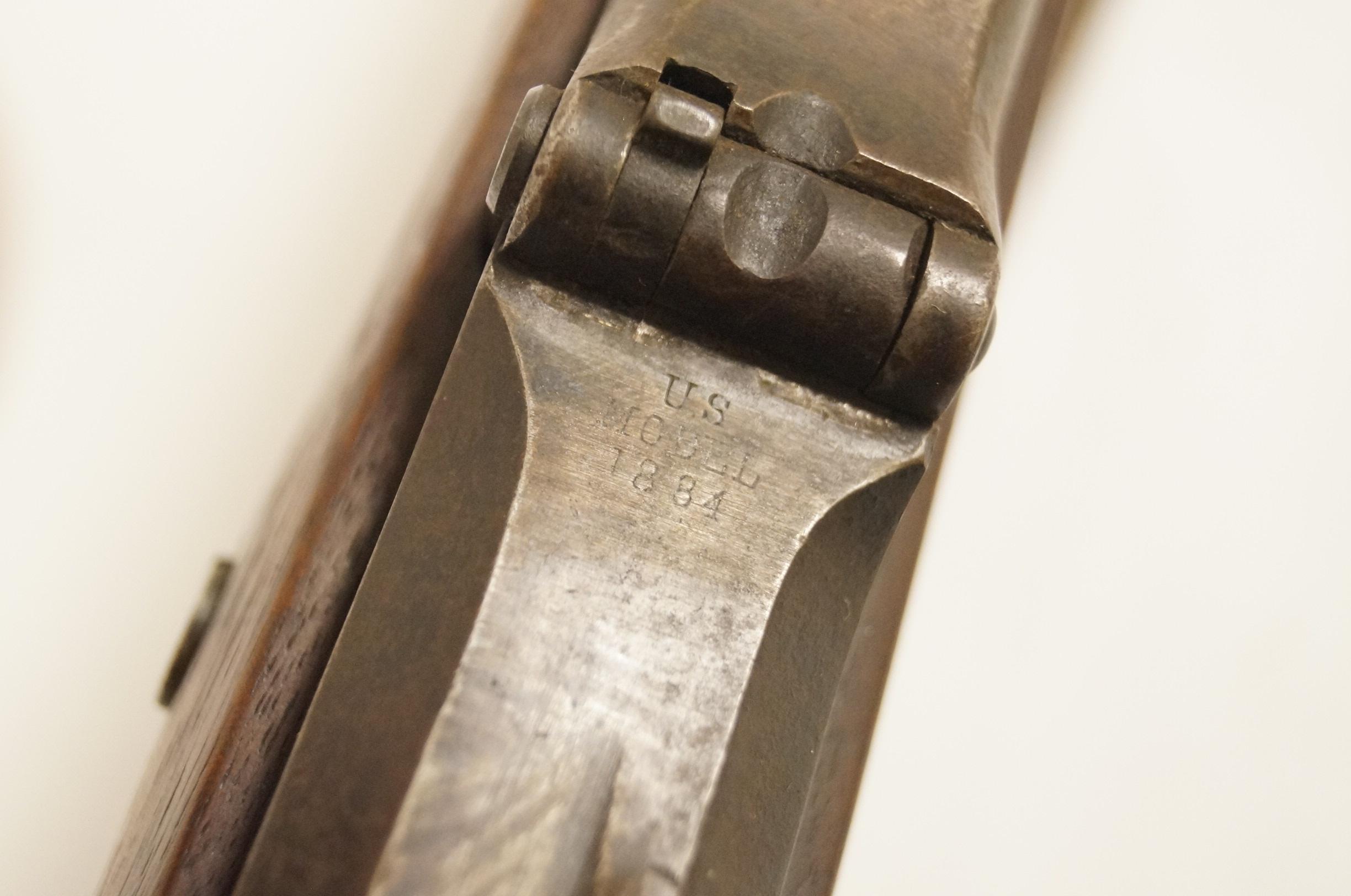 Complete US Springfield Model 1884 Trapdoor .45-70 Rifle with Sling, Ammo Case, and Bayonet
