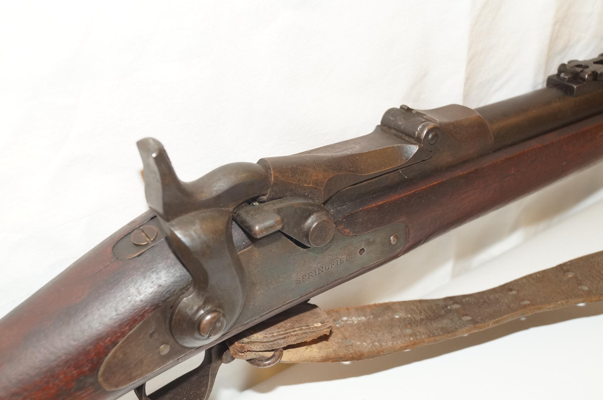 Complete US Springfield Model 1884 Trapdoor .45-70 Rifle with Sling, Ammo Case, and Bayonet