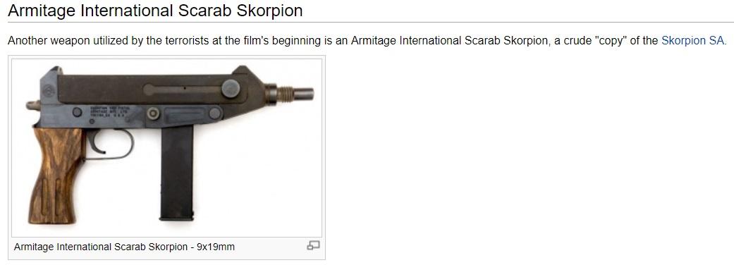 Armitage INTL. Skorpion 9mm Semi-Automatic Pistol featured in Multiple Movies