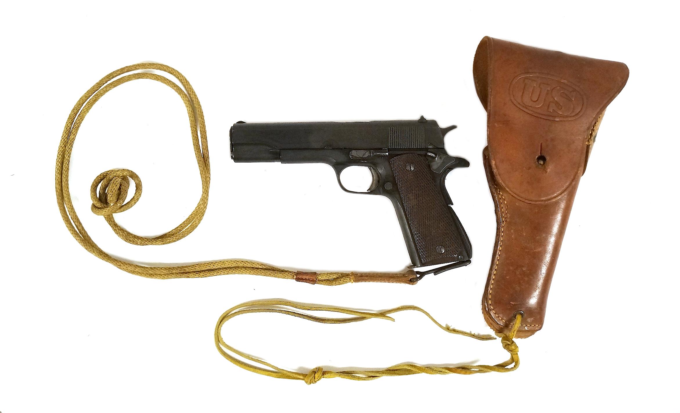 1943 Remington Rand US ARMY .45 M1911 A1 Pistol with Original Lanyard in US Holster