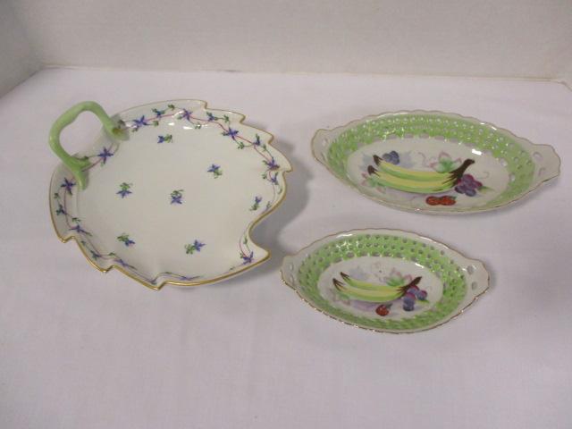 Herend-Hvngary Nappy Dish and Two Oval Pico Dishes