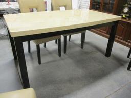 Lacquer Top Dining Table with Four Parson Chairs