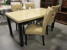 Lacquer Top Dining Table with Four Parson Chairs