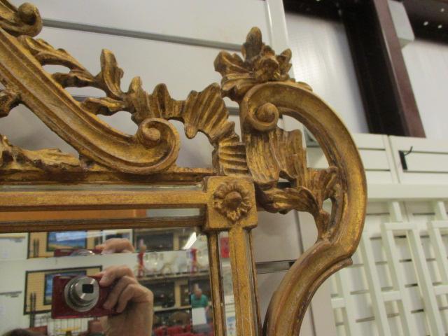 Intricately Carved Gold Framed Beveled Mirror
