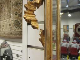 Intricately Carved Gold Framed Beveled Mirror
