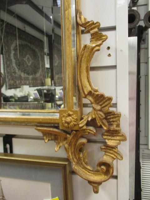 Intricately Carved Gold Framed Beveled Mirror