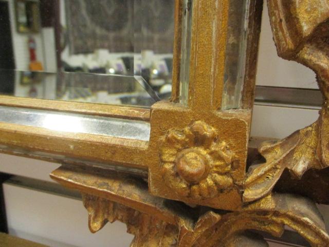 Intricately Carved Gold Framed Beveled Mirror