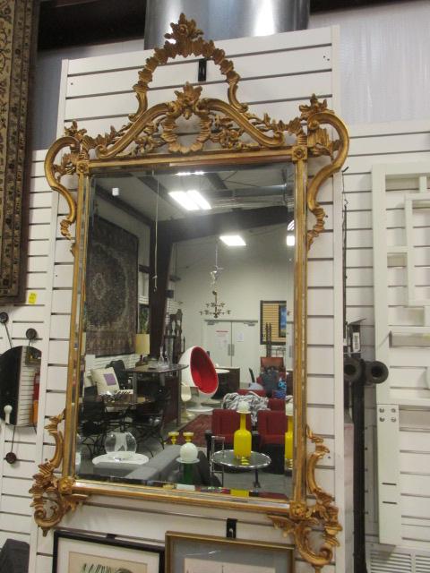 Intricately Carved Gold Framed Beveled Mirror
