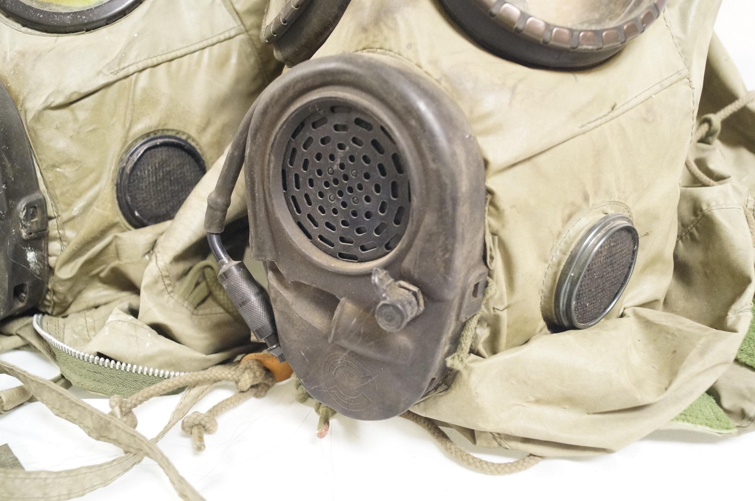 4 M17 A1&A2 Gas Masks with M6A2 Chemical, Biological Hoods