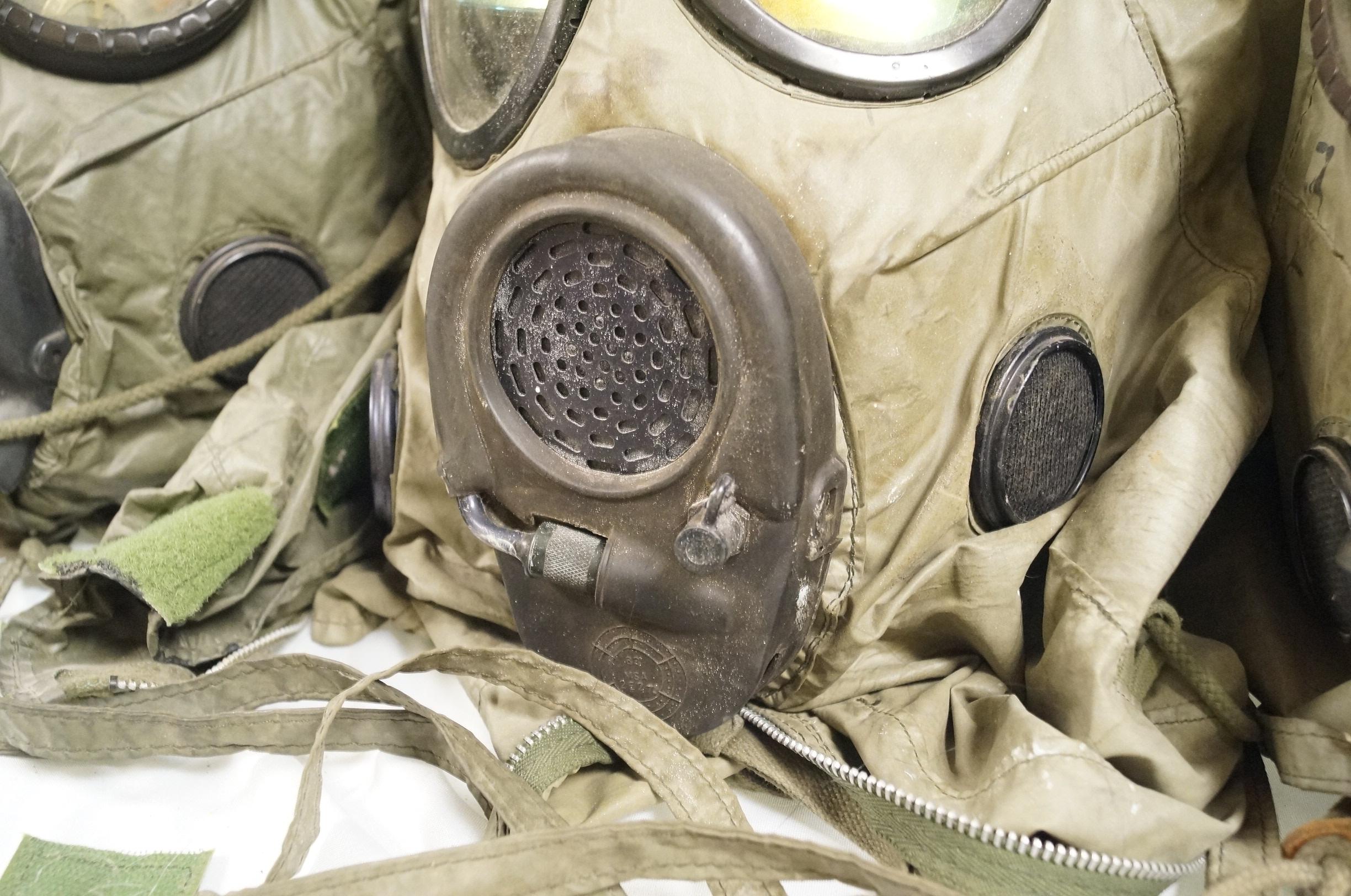 4 M17 A1&A2 Gas Masks with M6A2 Chemical, Biological Hoods