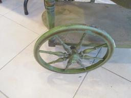 Vintage  Green Lacquered Drop Leaf Tea Cart with Oriental Motifs