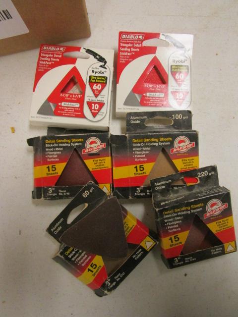 Angle Grinder, Ryobi Triangular Detail Sander, Porter Cable Cutout Tool and