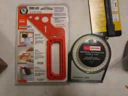 Laser Level, Laser Measurer, Stud Finder, Calipers, Stadler Protractor Set, etc.