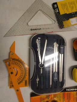 Laser Level, Laser Measurer, Stud Finder, Calipers, Stadler Protractor Set, etc.