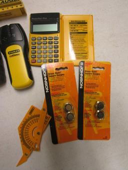 Laser Level, Laser Measurer, Stud Finder, Calipers, Stadler Protractor Set, etc.