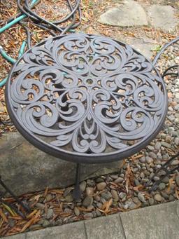 Pair of Wrought Iron Chairs with Painted Wood Seat/Back and Round