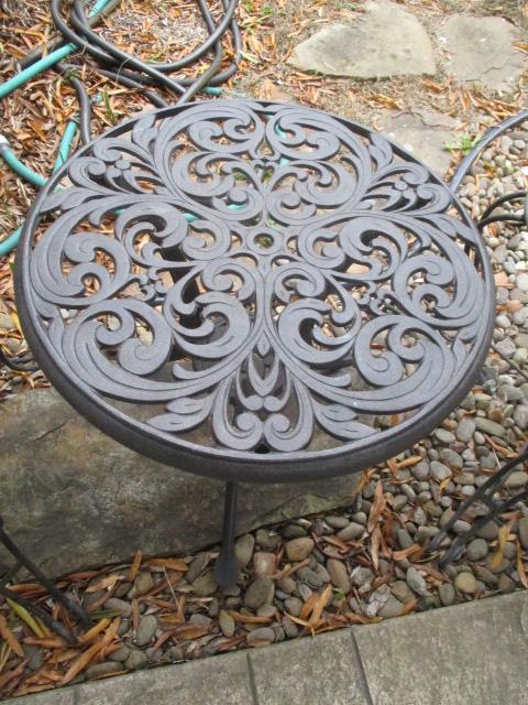 Pair of Wrought Iron Chairs with Painted Wood Seat/Back and Round