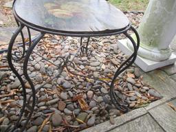 Pair of Wrought Iron Chairs with Painted Wood Seat/Back and Round