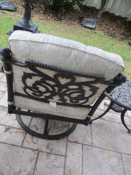 Pair of Swiveling/Rocking Metal Chairs with Removable Cushions and