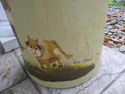Metal Milk Can with Hand Painted Cows