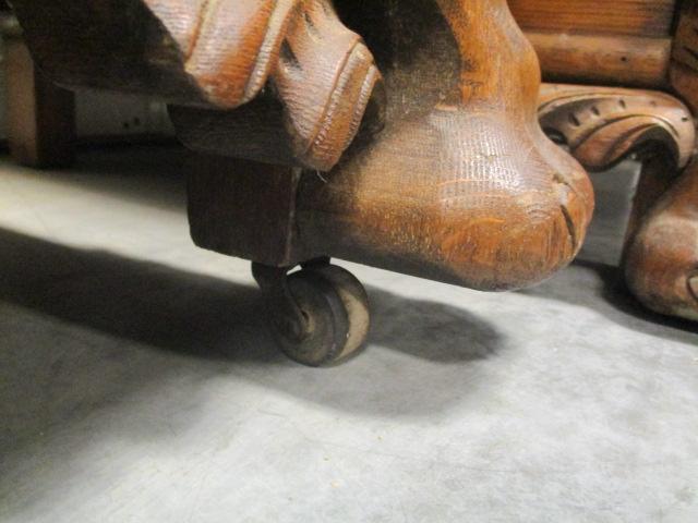 Tiger Oak Wash Stand with Paw Feet and Beveled Mirror