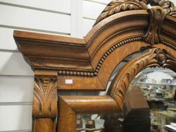 Tiger Oak Wash Stand with Paw Feet and Beveled Mirror