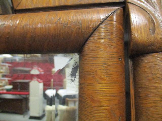 Tiger Oak Wash Stand with Paw Feet and Beveled Mirror