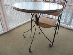 Round Outdoor Table with Two Chairs
