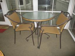 Round Outdoor Table with Two Chairs