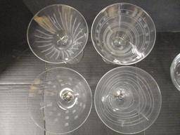 Crystal Pitcher And 4 Contemporary Shape Martini Glasses