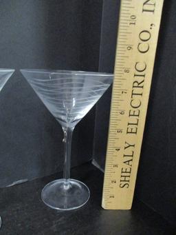 Crystal Pitcher And 4 Contemporary Shape Martini Glasses