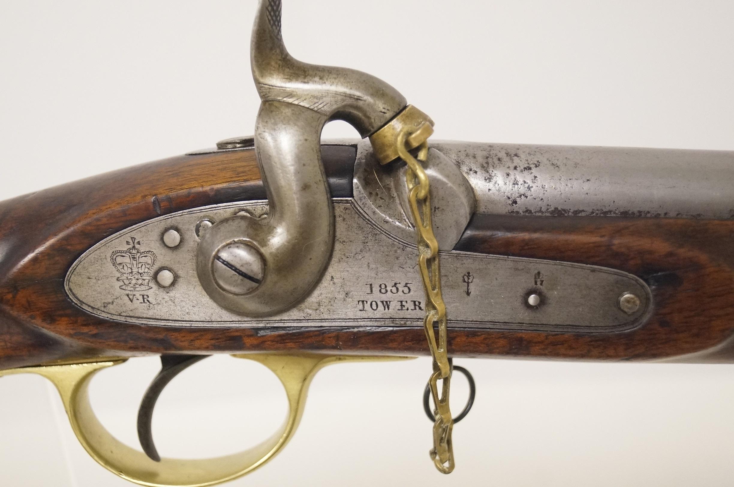 Antique Original English Pattern 1853 Enfield Two-Band Crown/VR Tower 1855 Rifle-Musket