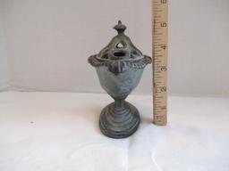 Cast Metal Flower Frog Urn