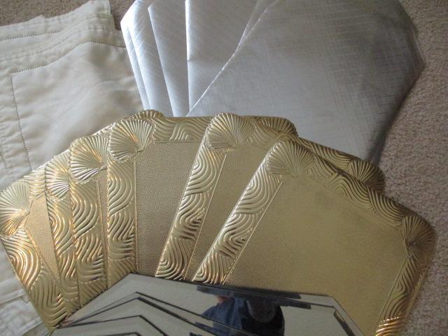 Placemats-Mirrors, Gold Lame, Silver Lame and Linen