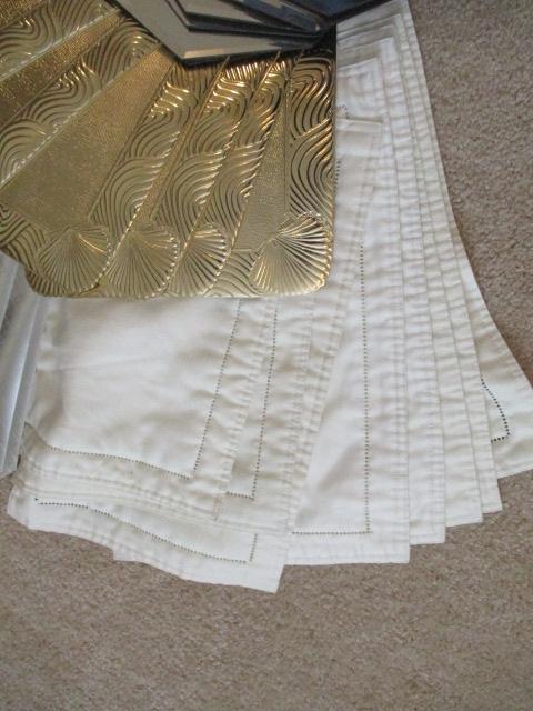 Placemats-Mirrors, Gold Lame, Silver Lame and Linen