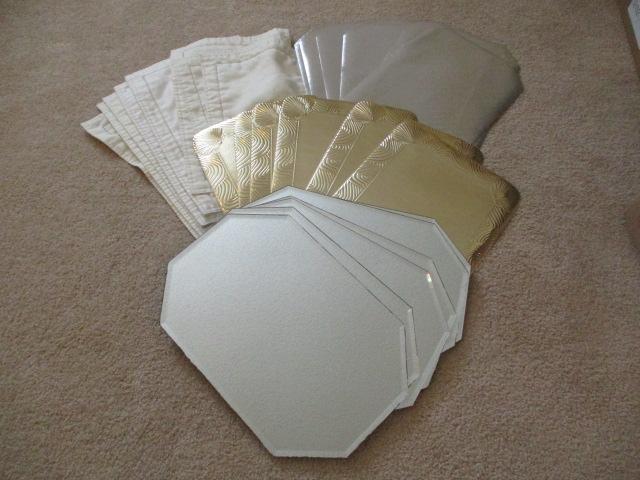 Placemats-Mirrors, Gold Lame, Silver Lame and Linen