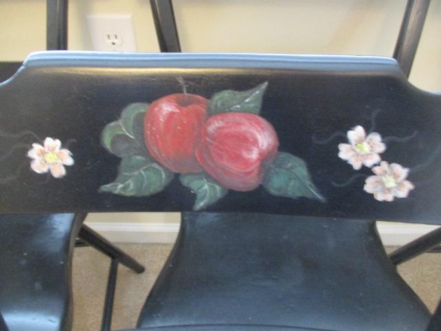 Six Hand Painted Hitchcock Side Chairs with Fruit Designs