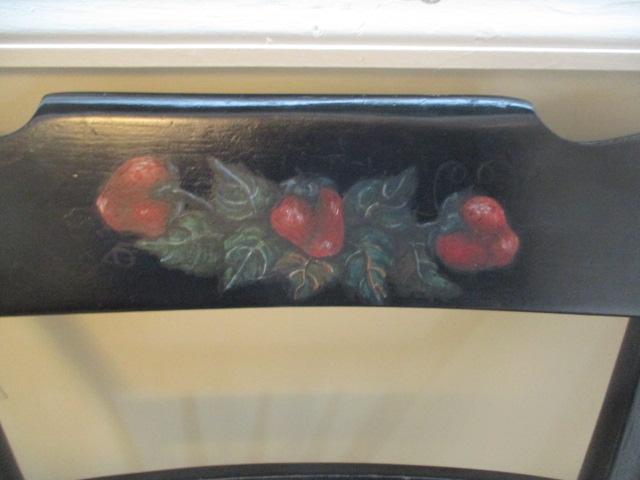 Six Hand Painted Hitchcock Side Chairs with Fruit Designs